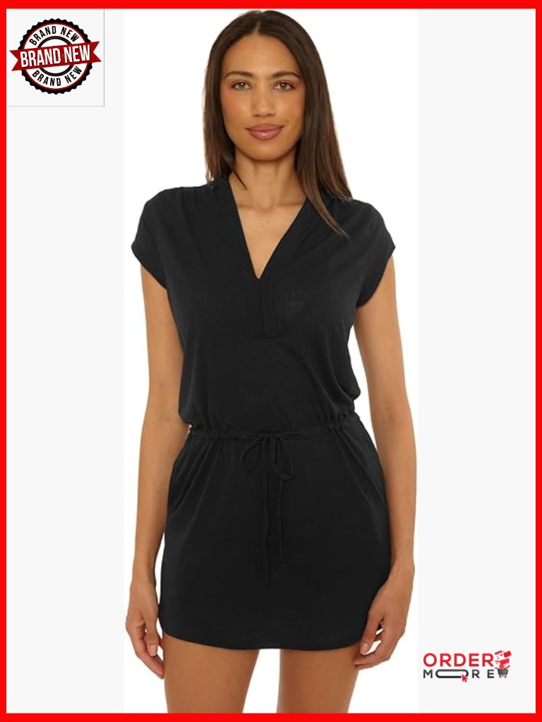 Hooded Beach Cover Up Dress, Casual Pull On With Pockets